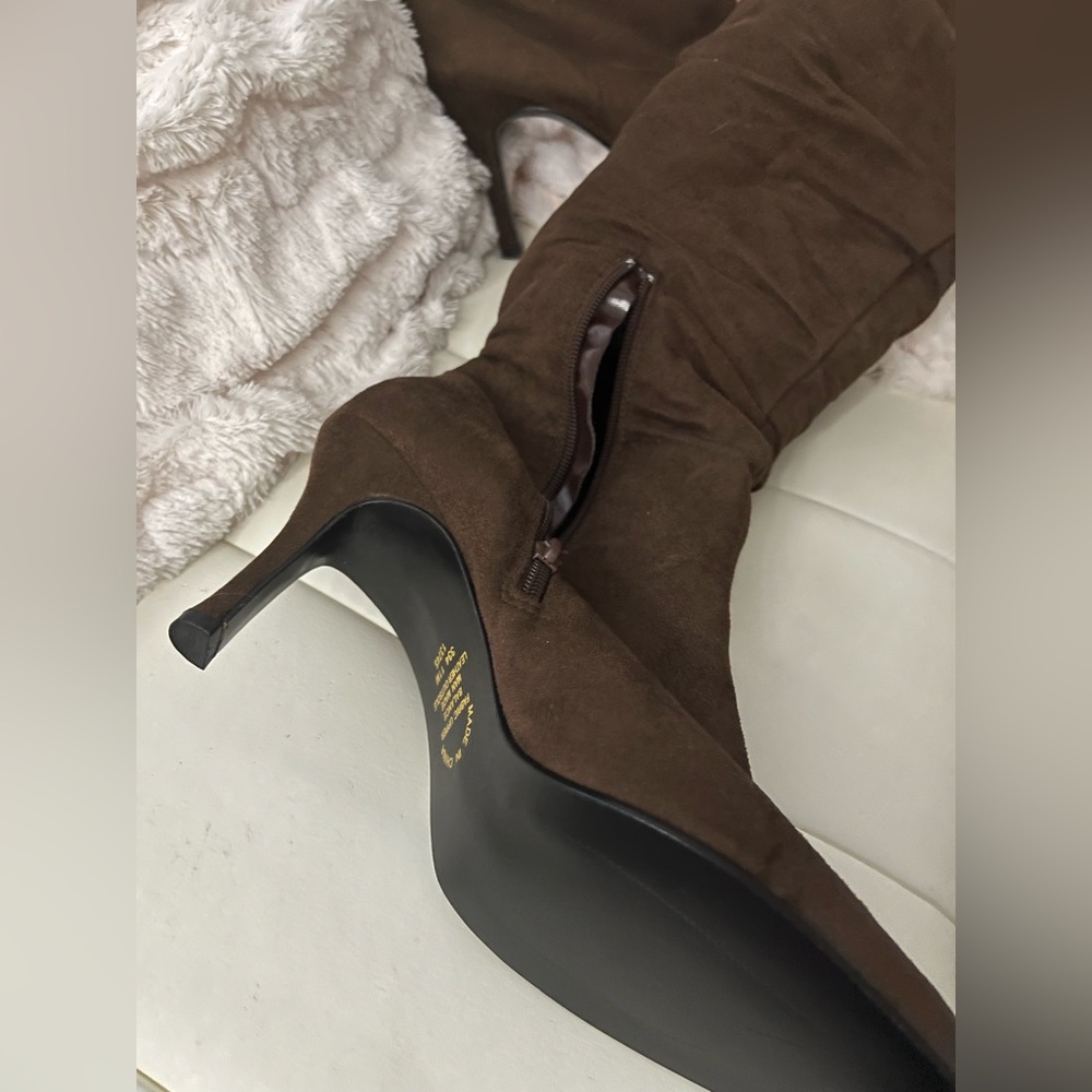 NEW Chadwick's of Boston Brown Faux Suede Scrunch Knee High Boots 11M - Picture 11 of 13